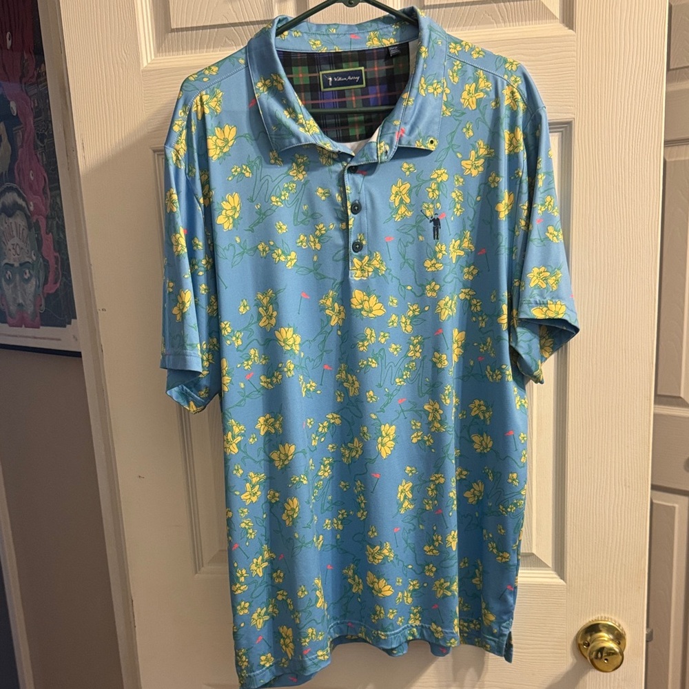 William Murray Floral Blue Polo Shirt